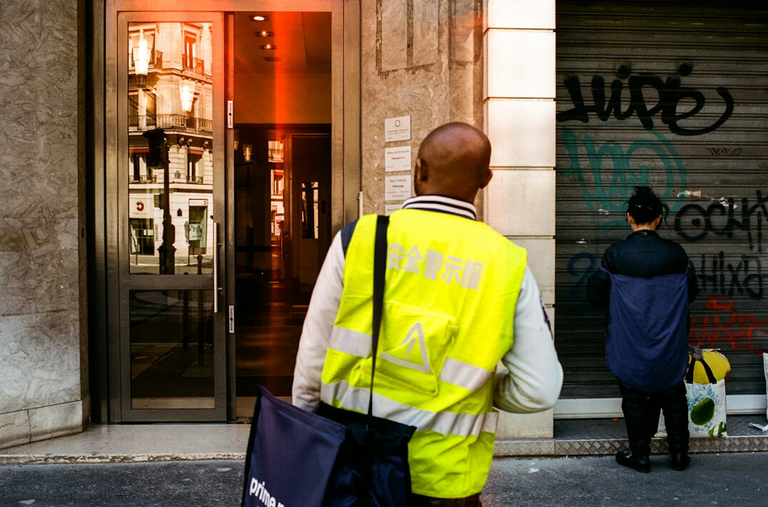 store entrance with guard
